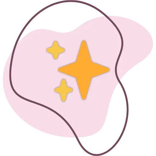 Estrela amarela brilhante sobre fundo rosa com linhas onduladas marrons abstratas