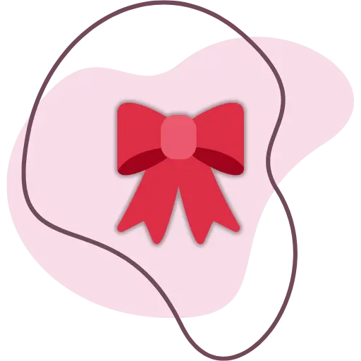 Laço vermelho decorativo sobre fundo rosa com linhas curvas para design festivo